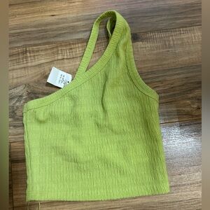 American Eagle Lime Green One Shoulder Crop Top